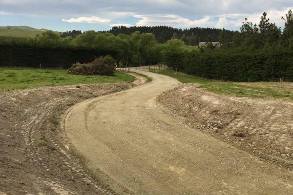 Long Rural Driveway Preparation Smoothed Surface Ready For Material To Be Tipped, North Canterbury