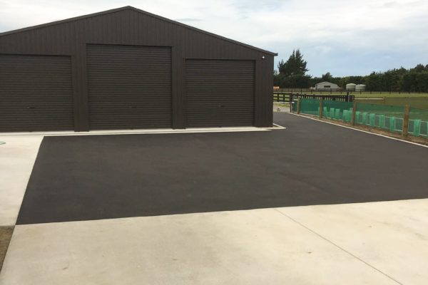 Concrete And Asphalt Surfacing Job Completed For Three Bay Shed. Thornz Landscaping