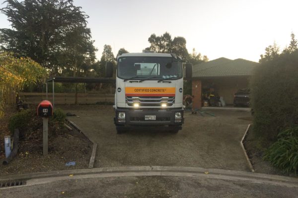 Concrete Arriving For Prepared Driveway Site North Canterbury Rangiora, Woodend, Amberley