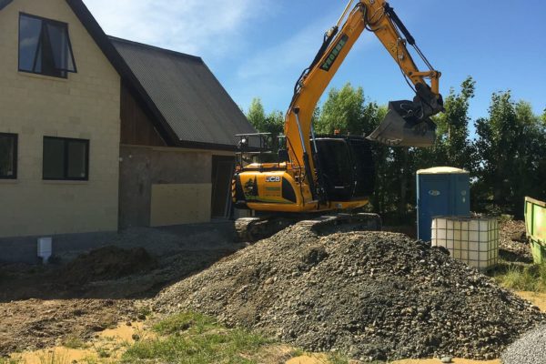 Thornz Landscapes Excavator On Site Land Clearing And Levelling Preparing For Driveway And Lawn Seeding