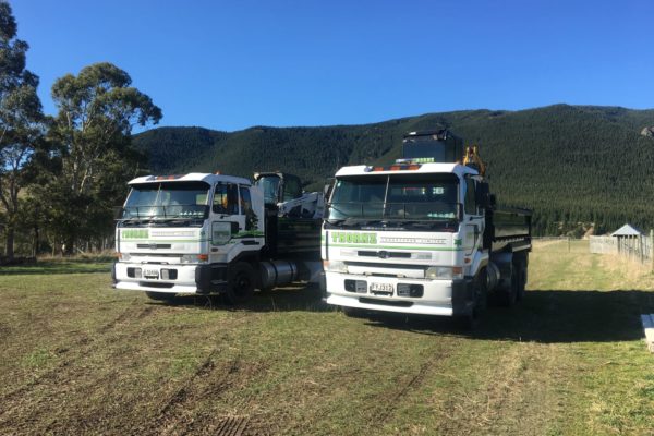 Thornz Landscapes Trucks and Excavators On Site Kaikoura, Hanmer Springs