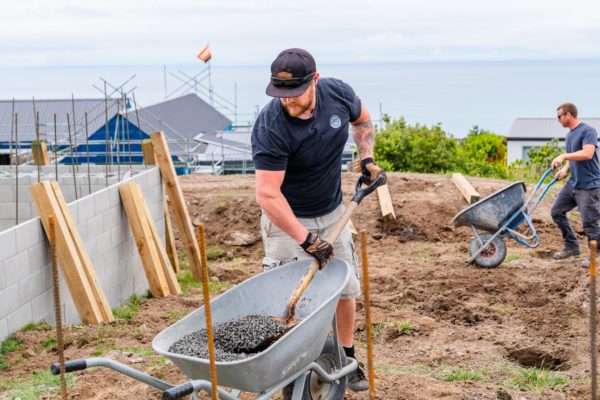 Thornz Landscapes Employee Laying Piles Preparing House Foundation. North Canterbury